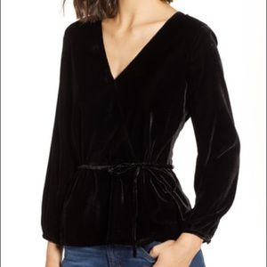 J. CREW Faux-wrap top in drapey velvet
